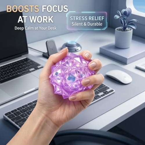 Fast Sensorisk Klemmebold til Voksne, Tekstureret Stressaflastende Fidget Legetøj til ADHD Angst & Håndgrebstræning, Pigget TPR Skrivebordsklemmebold med Crystal Blue