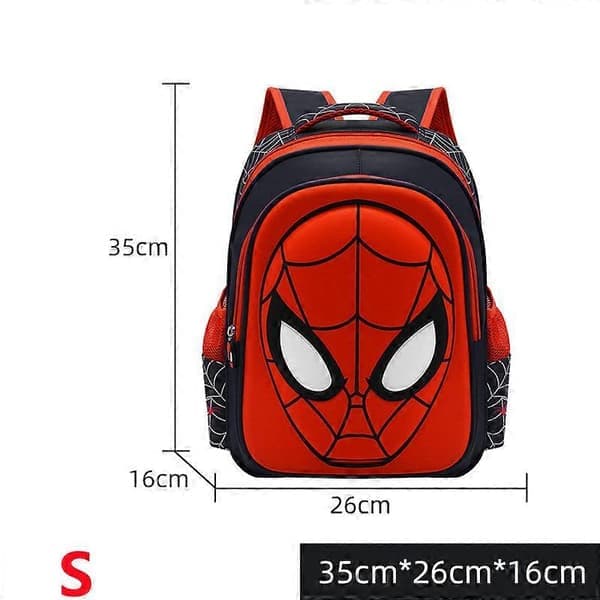 Børn Drenge Spiderman Rygsæk Skole Taske Sort, Størrelse S S
