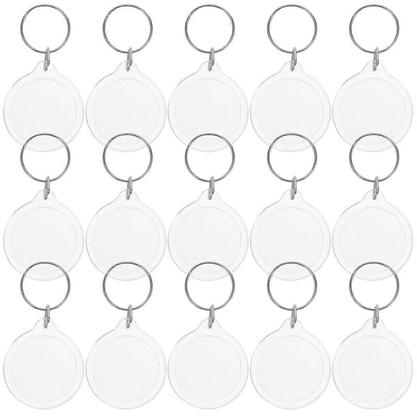 100 st cirkulära transparenta tomma akrylinsatsfotoram nyckelring nyckelhållare DIY delad ring nyckelring present