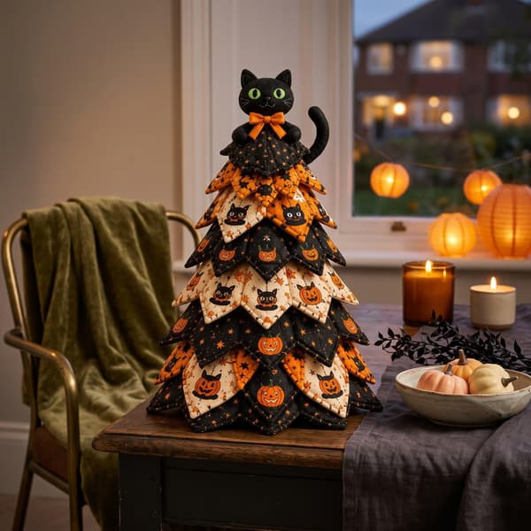 DIY Halloween-tilkkukangaspuusarja, 3D-ompeluartesetti Halloween-puu F