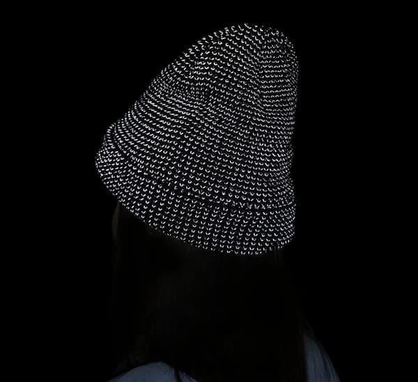 Reflekterande stickade mössor med hög synlighet, vintervarma hattar för kvinnor och män, svart black