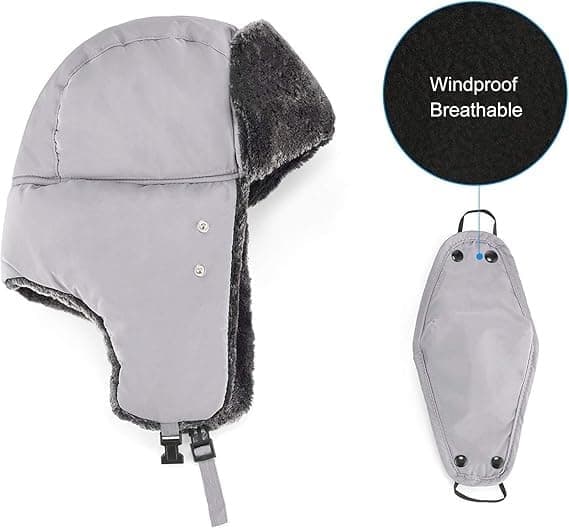 Vinterhuer til kvinder og mænd Trapper Ushanka Hat med øreklapper, grå grey