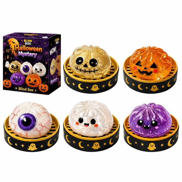 Halloween Mystery Squishy Blind Box, Glitter Græskar Spøgelse Øjeæble Kranie Samleobjekt Stressaflastende Legetøj