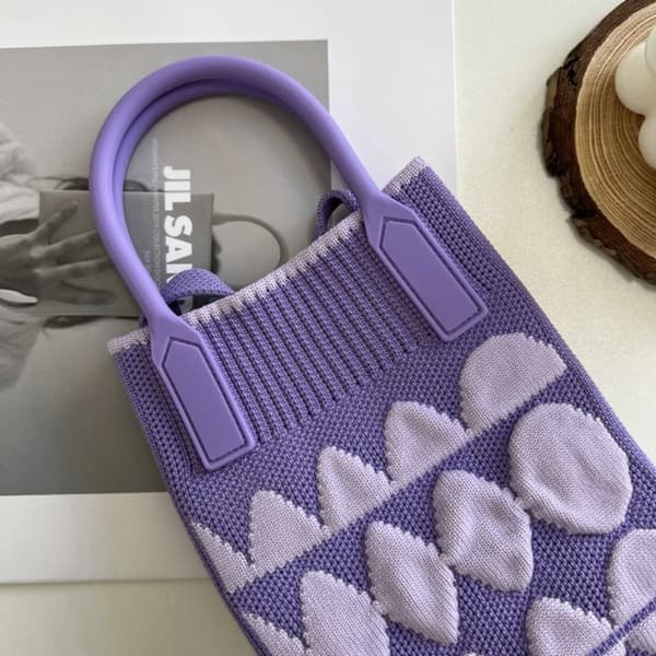 Skuldertaske med kæde, strikket håndtaske til kvinder SORT Sort black