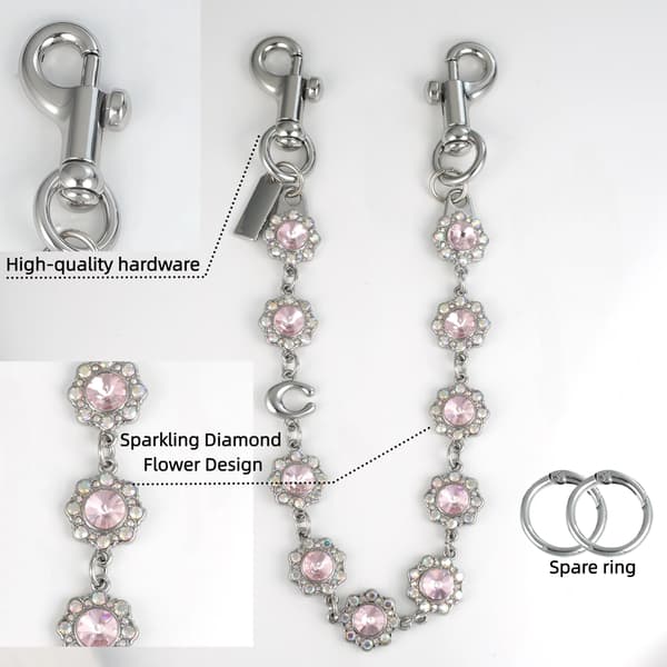 Väskberlocker för handväskor - Söt handväskkedjeberlock - Väskaccessoarer Berlocker för kvinnor Silver-pink 18in
