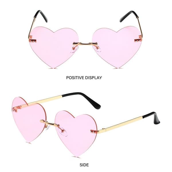 Rammeløse Hjerte Solbriller Pink Hippie Solbriller RØD Rød Red