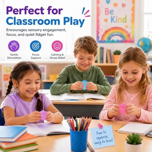 Stresskube Squishy Fidget, Blå Squishies Klemme Sensorisk Leketøy Sky Blue