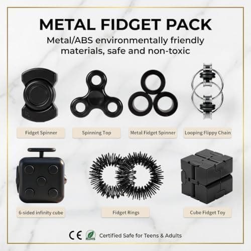 Fidgetlegetøj til voksne og teenagere, magnetisk metalspinner til sensorisk pakke til klasseværelset
