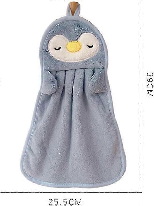 2-pack mjuka chenille-handdukar för kök och badrum, pingvin