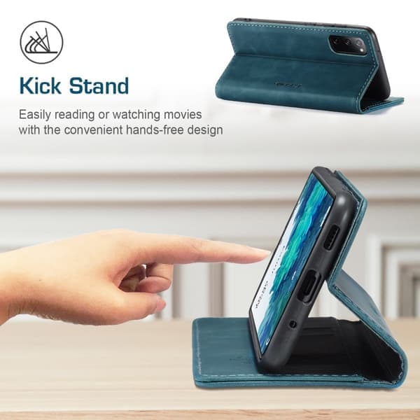 Samsung Galaxy S20 FE CaseMe Retro Plånboksfodral PU Läder Blå