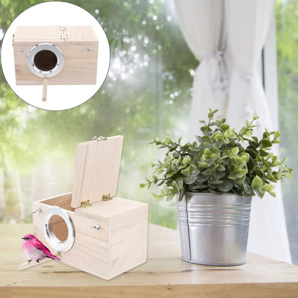 Parrot Breeding Wooden Nest Box Small Size Bird Feeder