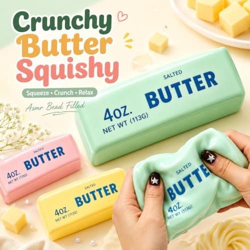 Krämig Smör Squishy Asmr Pärlfylld, Långsamt Stigande Kläm Pink Butter