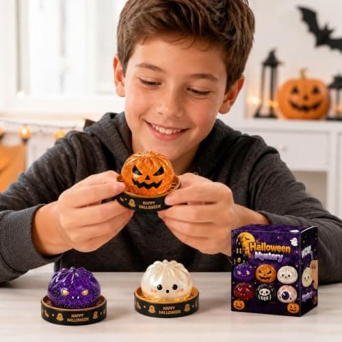 Halloween Spooky Ghost Dumpling Squishies Legetøj, Dumplings Stressbolde til Voksne Fidget Legetøj med Damper, Aflastning Fidget Sensorisk til Helligdage & 13#black