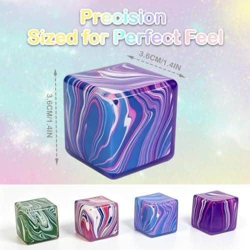 4-pack långsamt stigande isbit Squishy Stresskub, sensoriska klämleksaker för barn och vuxna, ångestlindrande handklämmisar, klassrumspriser &