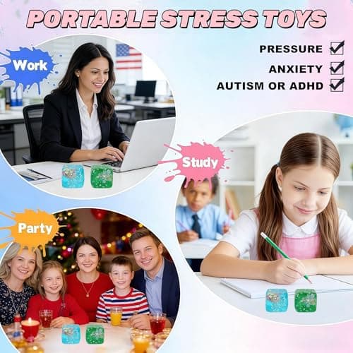 Ice Cube Cube Fidget Leker - Sensoriske Leker for Voksne med Ekte Sjøskjell, Klembar Fidget Leke for ADHD, Angstlindring Green 6cm