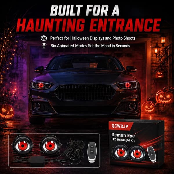 Demon Eye -ajovalot, 6 tilaa, yleiskaukosäädin, LED-autosarja 2PCS