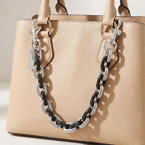 Väskberlock, söta handväskberlocker, väsktillbehörsberlocker, väskkedjor, handväskberlocker Black-Silver-Chain