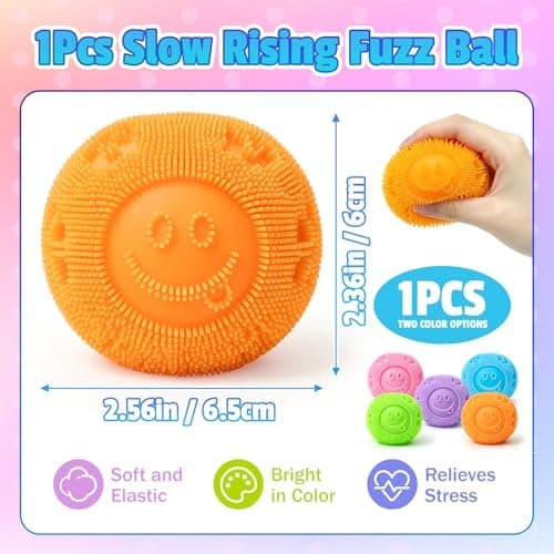 Fuzz Ball Squishy Stressbold, Fuzzball Squishy, Blødt Fidget Legetøj til Angstlindring, Sensorisk Squishy Bold Beroligende Taktilt Greb til Blød Stress Orange