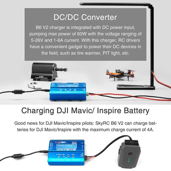 SKYRC iMAX B6 V2 Batterilader 60W 6A Lipo Balanselader/Utlader