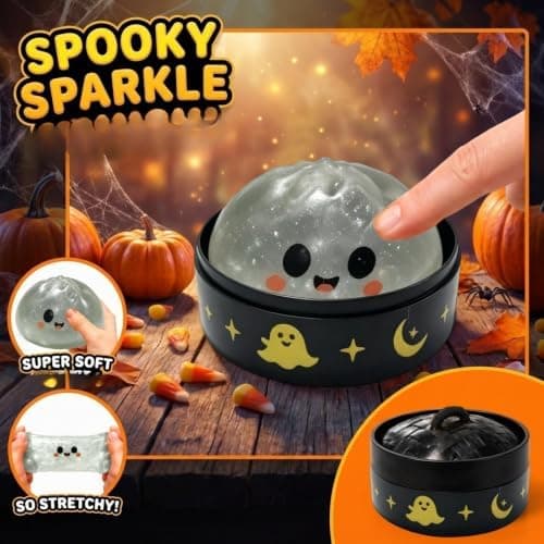 Halloween Spooky Ghost Dumpling Squishies Legetøj, Dumplings Stressbolde til Voksne Fidget Legetøj med Damper, Aflastning Fidget Sensorisk til Helligdage & 16#white