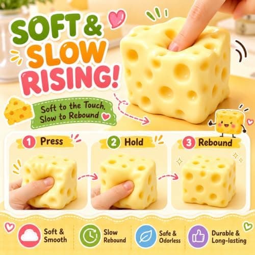 Rapea juusto Squishy Asmr helmellä täytetty, Rapeat juusto Squishyt Cheese