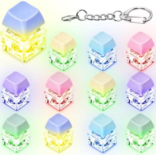 ILHSTY Tangentbords Fidget Toy, 12-pack lysande klicknyckelring, Pastell Macaron Blue