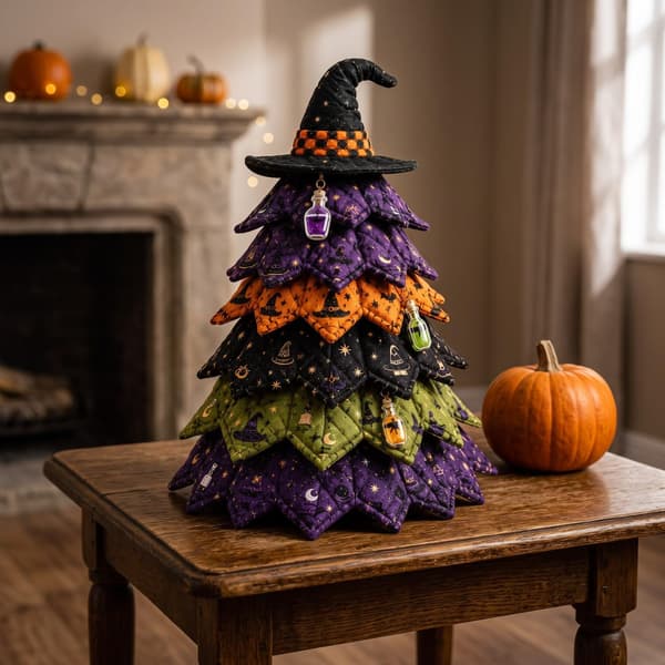 DIY Halloween tikattu kangaspuusarja, 3D ompelukäsityö Halloween-puu D