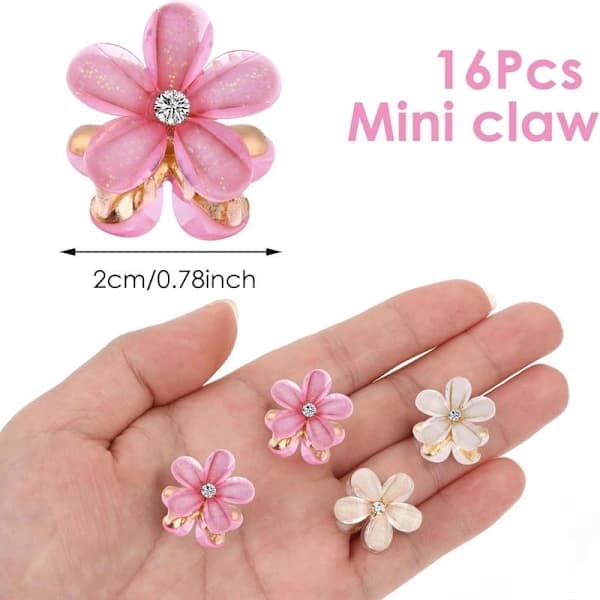 16 st blomhårklämmor kristall strass blomhårklämma små klämmor minihårnålar modeaccessoarer