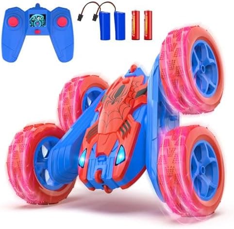 Spider fjernstyret stuntbil, dobbeltsidet, 360° spins, 4-12 år Spider-blue&red