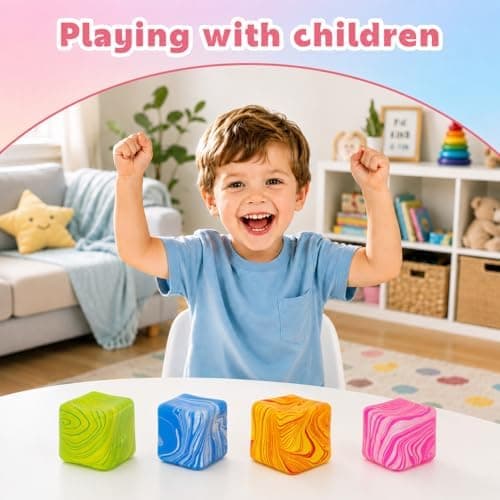 Mønstret marmorterning, blødt squishy stressaflastningslegetøj, blød langsomt stigende klemme-fidget-terning til angstlindring, sensorisk squishy terning (lyserød) Pink