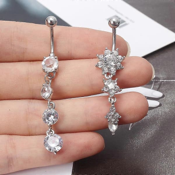 5 stk/sett for titan dingle navle ring CZ stein kroppspiercing navle ring
