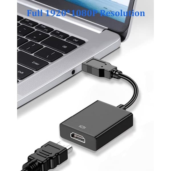 USB til HDMI-adapter, USB til HDMI-adapter, USB 3.0/2.0 til HDMI lyd- og videoadapter, 1080P HD video grafikkabelkonverter for PC, bærbar PC, HDTV