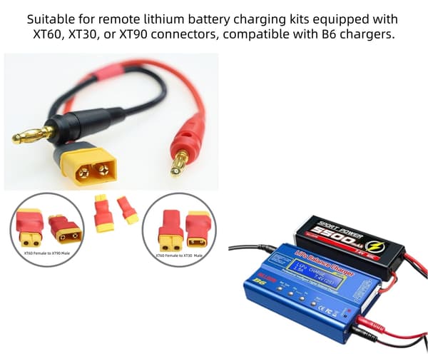 XT60-adapter, XT60-splitter til XT30 / XT90-kontakt Ladekabel | Hunn-hann-plugg, RC Lipo-batteri, Ladekabel