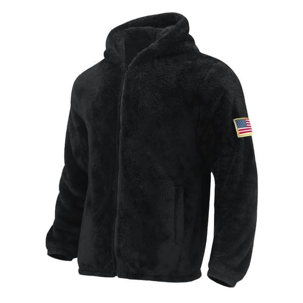 Herre Fleece Lynlås Hættetrøje Vinterjakke, Sort, Størrelse S black S