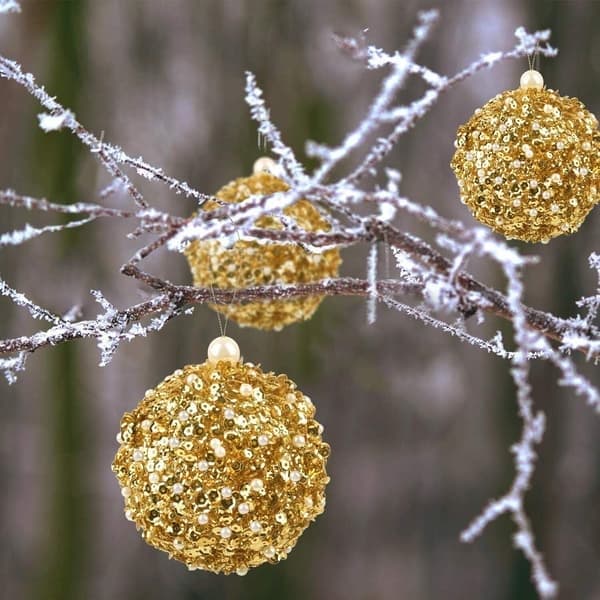 8 cm julkula, 4-pack hållbara julgranskulor, guld gold