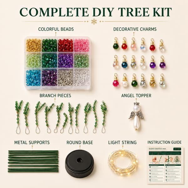 DIY Perle Juletræssæt, Mini 3D Krystal-stil Belyst Bordplade Dekoration #B