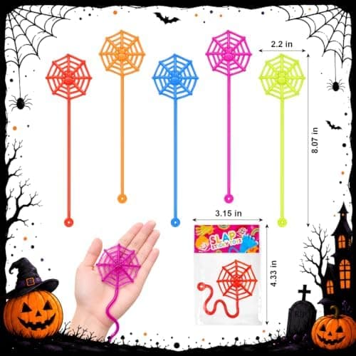 Bulk Spindelnätsklibbiga händer, 60 st Halloweenleksaker Presenter Priser för barn Spider Web 60
