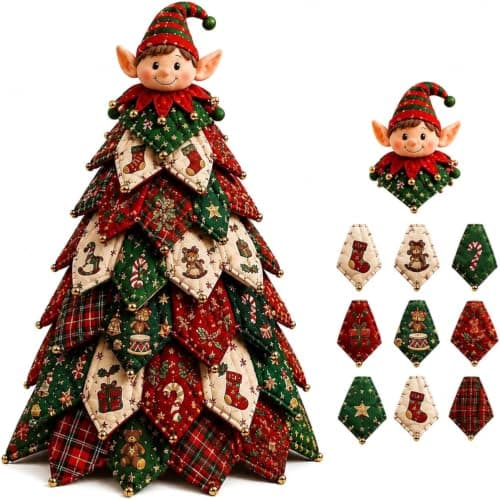 Atallit 2026 Nyt 3D DIY Quiltet Juletræssæt Patchwork Håndværkssæt Elf