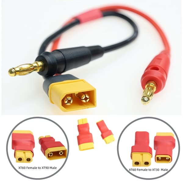 XT60-adapter, XT60-splitter til XT30 / XT90-stik ladekabel | Hun-han-stik, RC Lipo-batteri, ladekabel