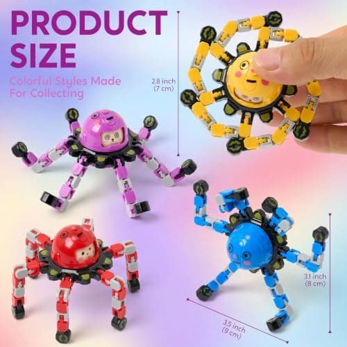 JOYIN 4 STK Fidget Spinners Leker, Transformerbare Stressavlastende Sensoriske Leker for Voksne og Jenter Gutter, Konfirmasjonsgave, Bursdagsgaver, Kontor