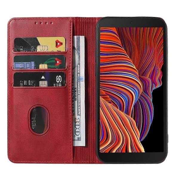 Magnetisk læderetui til Samsung Galaxy Xcover 5, rød Red