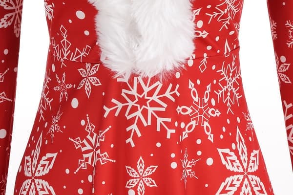 Dammode V-ringad avslappnad passform Jul Cosplay Kostym Tryckt Klänning, Storlek S S