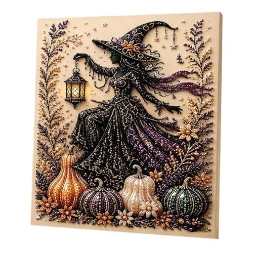 Perle Diamant Kunstsæt til Voksne, Halloween Hekse Diamantmaleri Sæt DIY Kits -01
