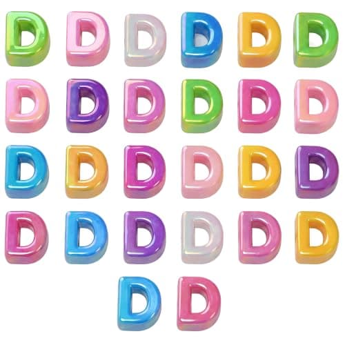 26 st D-bokstavspärlor med stort hål, tjocka bubbelalfabetspärlor Large Letter Beads D