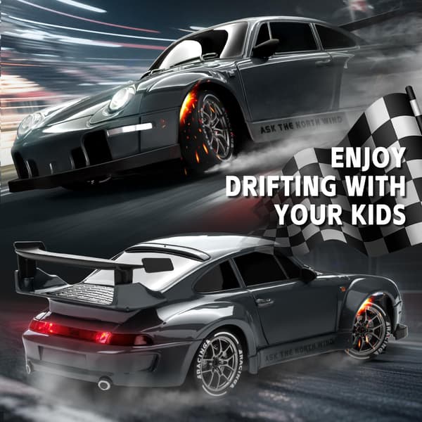 Nowzeth RC Drift Bil 1/24 Widebody Grå Fjernstyret Drift Bil til Voksne Grey / 1:24 Scale