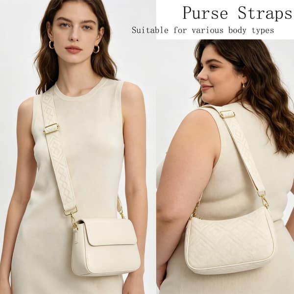 Crossbody-stropper til punge Brede skuldertaskestropper Justerbar erstatningsbroderet pungstrop til håndtasker Gold Hardware-grey