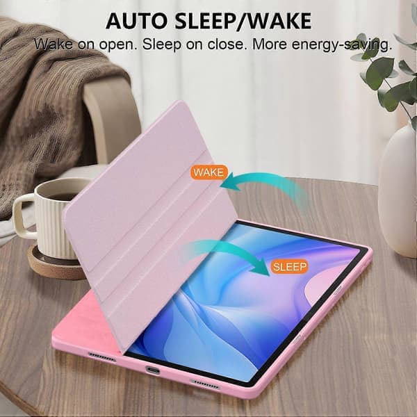 Etui til Lenovo Tab P12 TB371FC Læder+akryl+tpu Stand Tablet Beskyttelse med Auto Vågn/Sov Pink