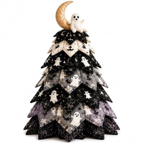 DIY Halloween tikattu kangaspuu-setti, 3D ompeluartesana Halloween-puu, B B/1