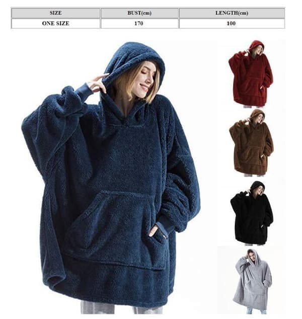 Sweatertæppe, Hyggeligt Tæppe med Ærmer til Voksne, Grå grey