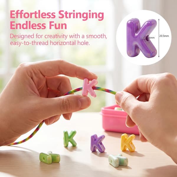 26 st K-bokstavspärlor med stort hål, tjocka bubbelalfabetspärlor Large Letter Beads K